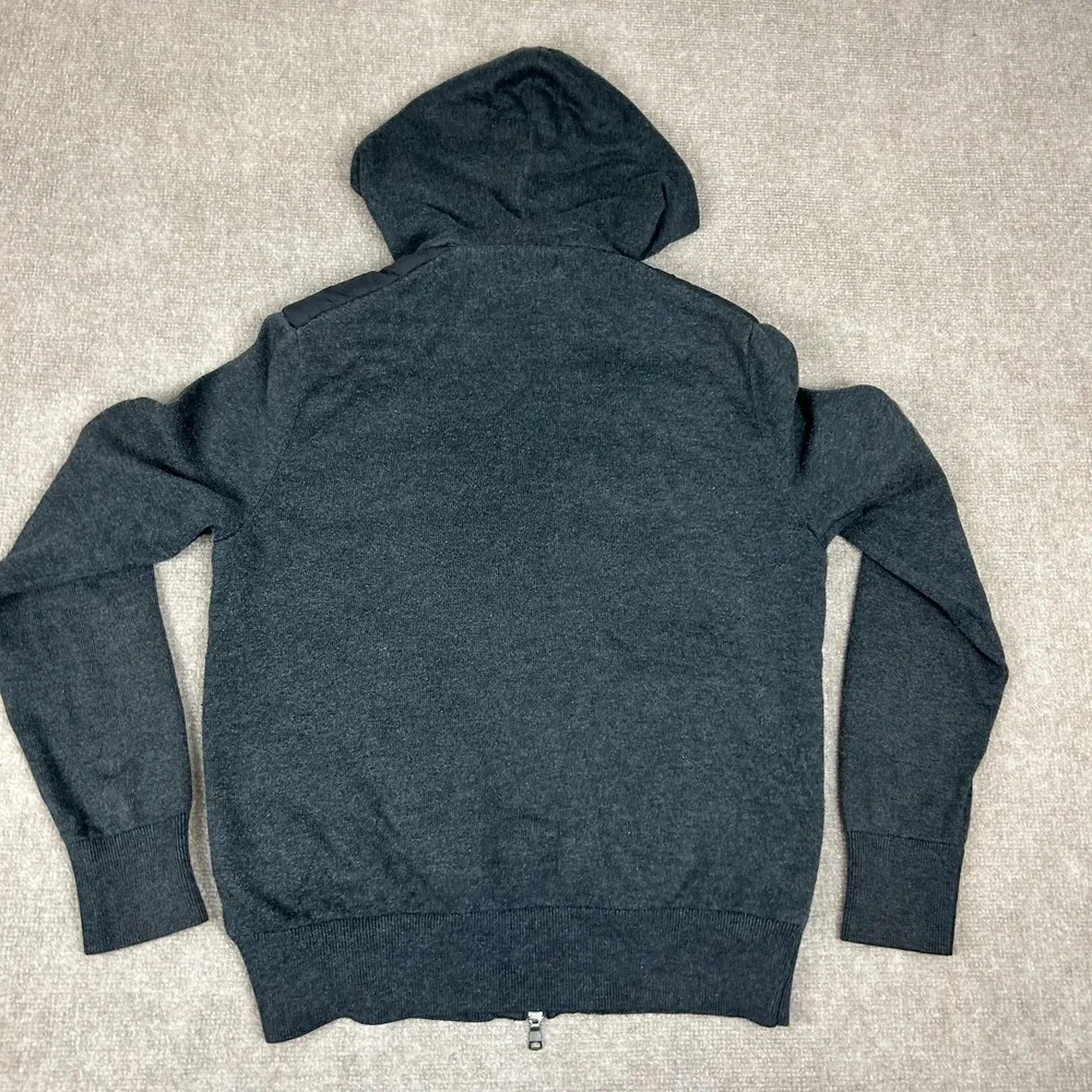 Banana Republic Hybrid Jacket Mens Medium Gray Knit Long Sleeve Hooded Full Zip